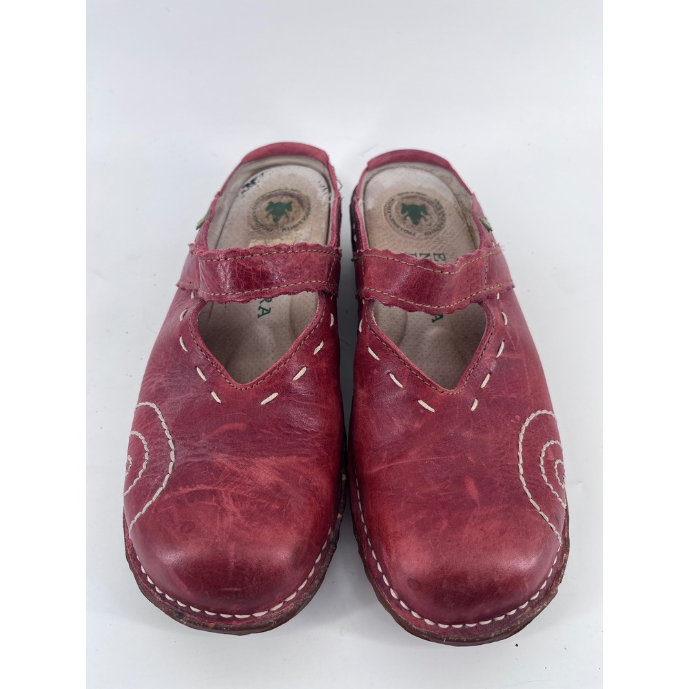 Red Leather Mary Jane Clogs Frog Shock System Spain Size 40 Cottagecore Whimsy